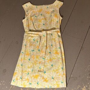 Pendleton Cotton Barkcloth Boatneck Sheath Dress with Belt